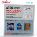 Alice A306 Acoustic Guitar String Set Hot Selling .011- .052 Super Light Acoustic Guitar Strings High Quality Guitar Chords Phosphor Bronze Stainless Steel Plain String, Silver-Plated Copper Alloy Winding, Anti-Rust Coating. 