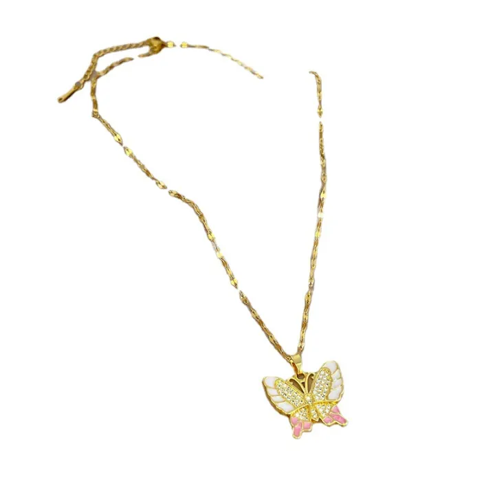 DIEYURO%20316L%20Stainless%20Steel%20Pink%20Cute%20Butterfly%20Pendant%20Necklace%20For%20Women%20Fashion%20Girls%20Clavicle%20Chain%20Jewelry%20Birthday%20Gifts%20-%20Image%206