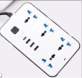 Multi Plug Wire Code 4 Power Socket Extension With 3 USB Ports and  1 Type C  port- Black. 