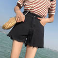 Denim Brace Shorts for Women 2024 New Summer Slimming Slim Fit Sweet Cool Design Sense Youthful-Looking Loose Wide-Leg Pants. 