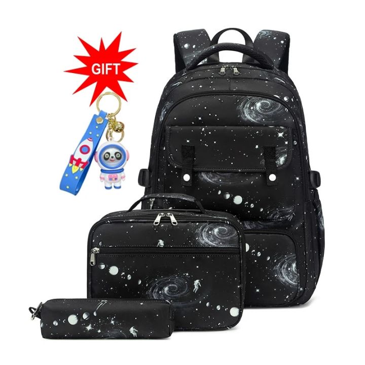 3 Cubic Set - School Backpack Set Girls 3 Pieces - School Bag From 3rd Year - Primary School Satchel With Chest Strap Ergonomic School Bag