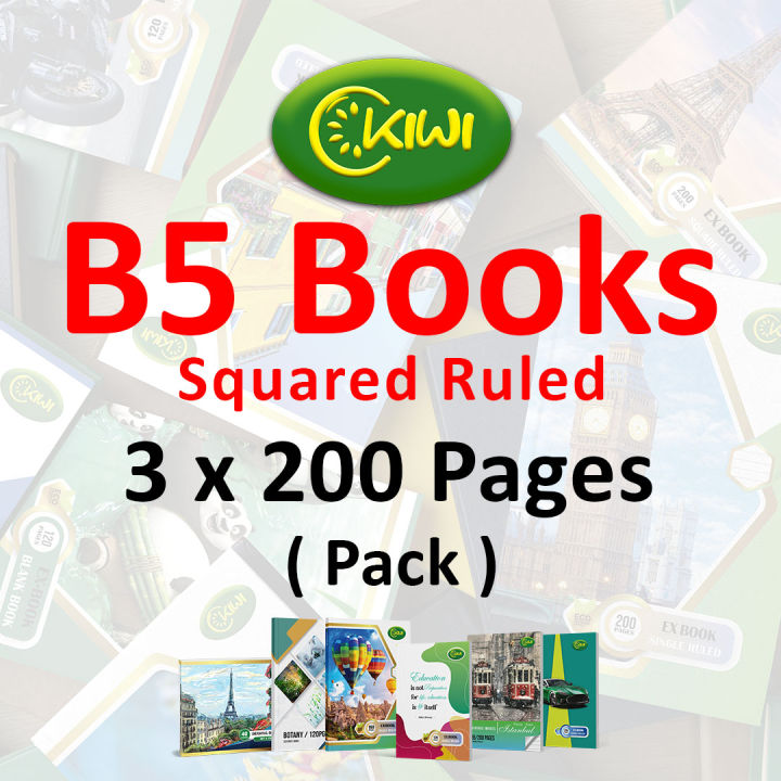KIWI Square Ruled B5 Books, 200 Pages, Book set (3 Books) | Daraz.lk