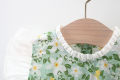Summer New Baby Girls Dress Lace Lace Small Flying Sleeve Flowers Full Print Small Fresh Sweet Princess Dress Birthday Party Team Dress. 