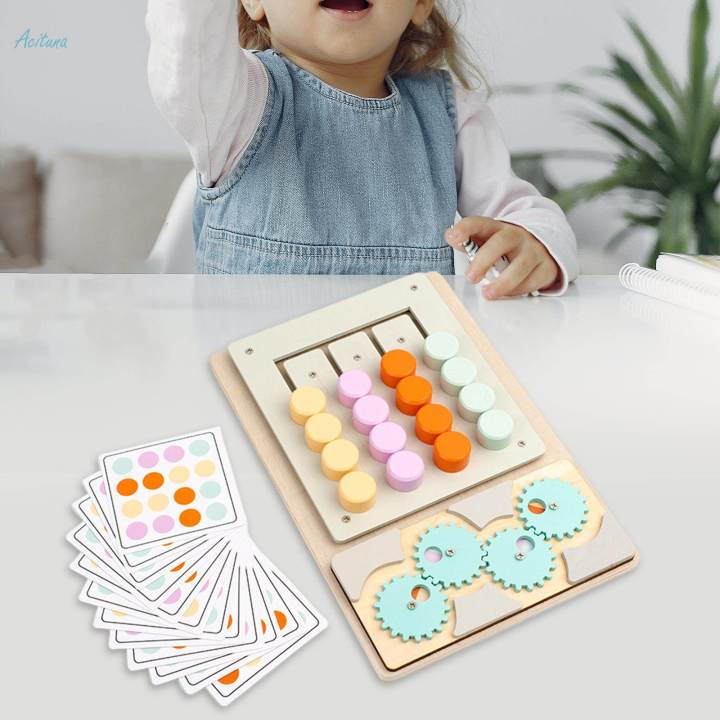 Sliding Puzzle Color Sorting Toy Montessori Educational Development Toy Four Colors Slide Matching Toy for Ages 3+ Preschool Toy Family Game