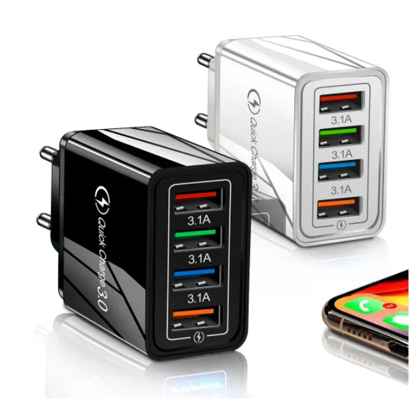3.0 USB multi 4 port Quick Fast Charger USB hub Multi Plug Adapter For ...