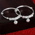 2Pcs Adjustable Infant Baby Embossing Bell Bangle Hand Bracelet Jewelry. 