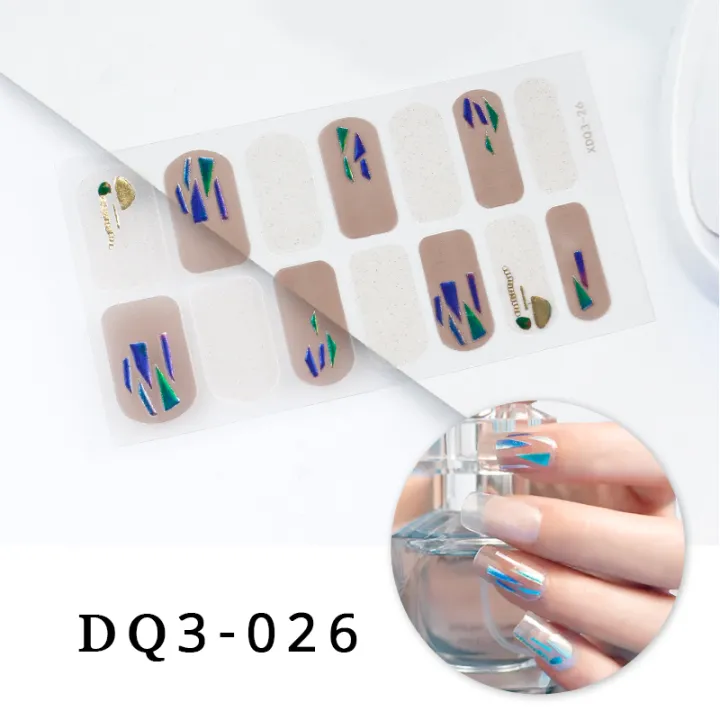 NEW%2014%20Pcs/Sheet%20Golden%20Pink%20Nail%20Polish%20Stickers%20Full%20Cover%20Stickers%20for%20Nails%20Glitter%20Decal%20for%20Manicure%20DIY%20Nail%20Strips%20for%20Women%20-%20Image%206