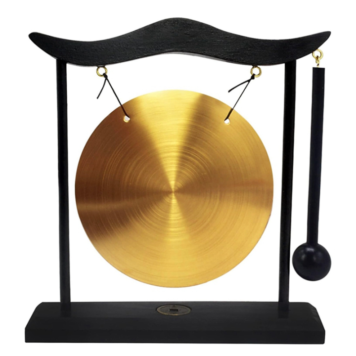 Mini Desktop Gong Table Wind Chime Percussion Instrument Cymbals Gongs with Mallet for Home Decor Housewarm Gift-A Easy Install