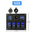 12-24V 4 Gang Toggle Blue LED Rocker Switch Panel Circuit Breaker Waterproof for Car Marine Boat. 