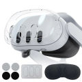 KOKKO Protective Cover Set Handle Controller Protective Caps VR Headset Skin Face Cover Lens Tempered Film Compatible For Meta Quest 3 VR Accessories. 
