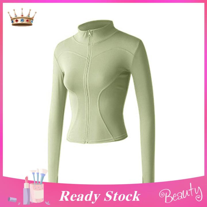 Trendygirl Sports Top Women's Quick Dry Stand Collar Zipper Cardigan for Gym Jogging Soft Breathable Slim Fit High Elasticity Sports Jacket