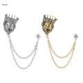 Men's Crown Brooch Pins Hanging Chain Brooch Jewelry Breast Pins Fashion Suit Pin Suit Stud Lapel Pin for Boyfriend Career Suit Hat Coat Tie. 