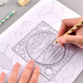 Multifunctional Drawing Template Art Design Construction Drafting Scale Ruler. 