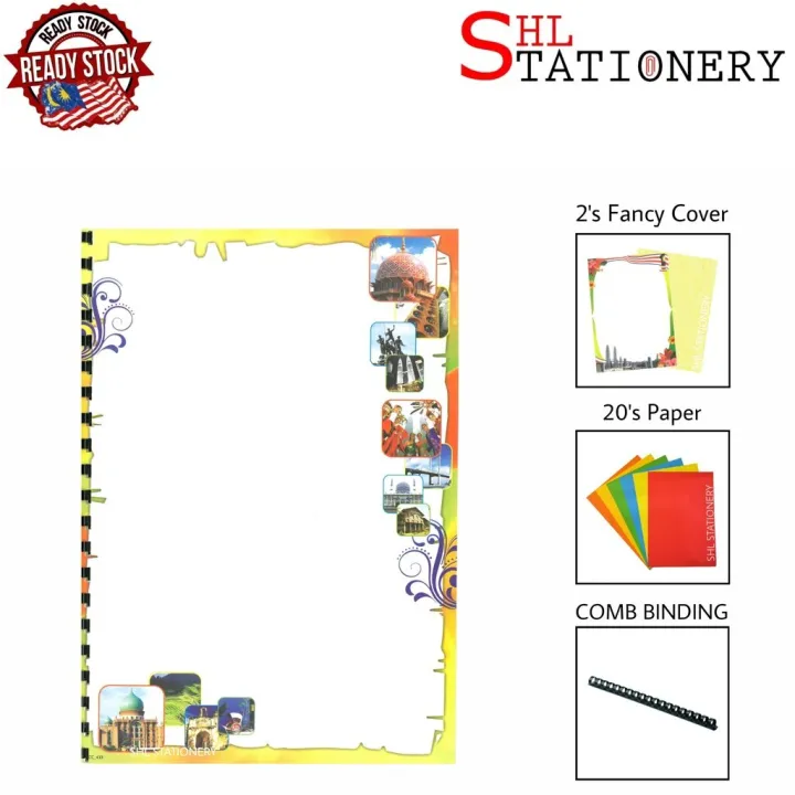 A4 Binding Set / Scrap Book With Plastic Comb Binding ( Fancy Card Paper Cover + 20's Paper ) Buku Skrap Folio 集锦簿