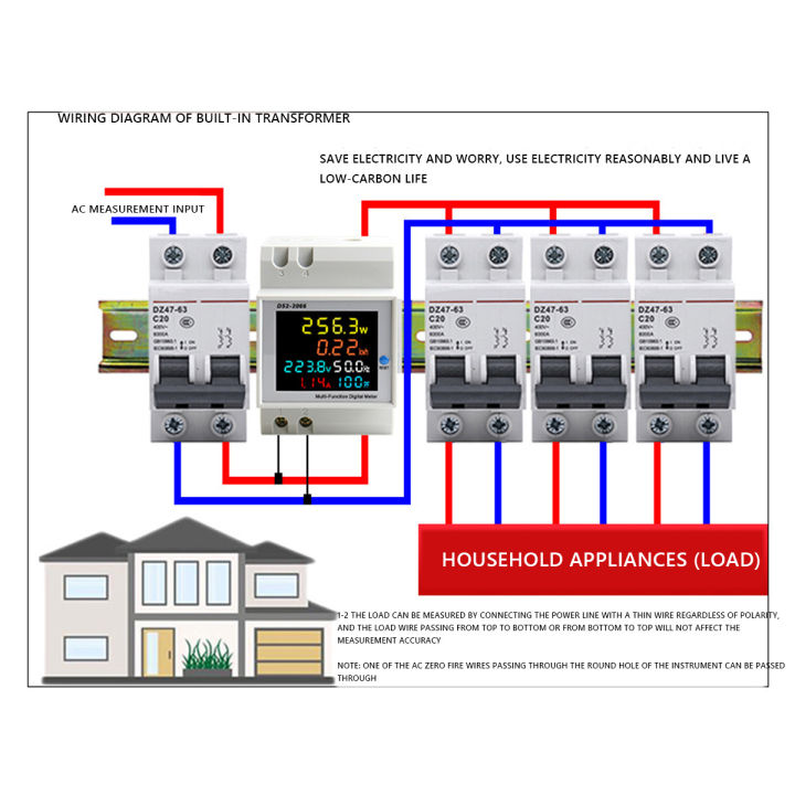 Din Rail AC Monitor 6IN1 100A Voltage Current Factor Active KWH ...