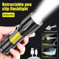 Mini Flashlight COB LED Torch Light Tactical Rechargeable Light Bright Super Lamp USB Zoomable Battery UV Zoom Handheld With Build-in Battery Outdoor Plastic & Metal. 