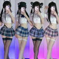 Revealing a mini upskirt plaid fart JK short skirt sexy Japanese soft girl slit short college. 
