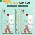 UCUC for Vivo Y11 2019 Back Cover Gentle Side Face Girl Luxury 6D Plating Case Side Pattern Soft Silicone Square Phone Cases. 