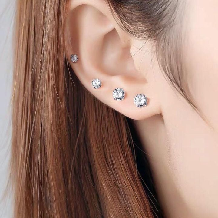 1%20pc%20Medical%20Stainless%20steel%20Crystal%20Zircon%20Ear%20Studs%20Earrings%20For%20Women/Men%204%20Prong%20Tragus%20Cartilage%20Piercing%20Jewelry%20-%20Image%204