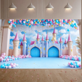 Foldable Photography Backdrop Floral Seamless Lightweight Castle Banner Washable Versatile Balloon Banner for Birthday. 