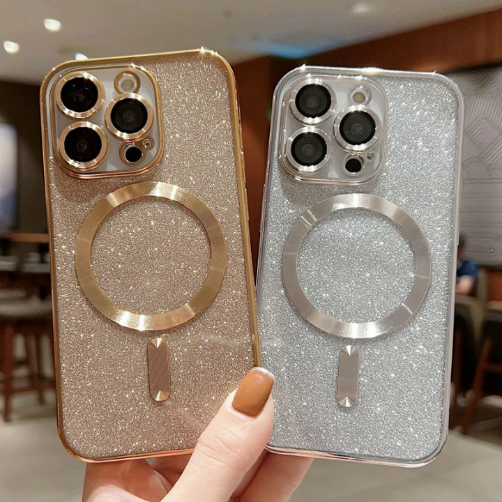 Luxury%20electroplate%20MagSafe%20wireless%20charge%20phone%20case%20for%20iPhone%2015%2013%2014%2012%2011%20pro%20Max%20Plus%20soft%20bumper%20Glitter%20back%20cover%20-%20Image%206
