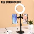 Desktop Ring Light for Selfie and Phone, 3 Colors Dimmable LED Light for Live Makeup Desktop Mobile Phone Tabletop Stand with Selfie Ring Light, 3 Light Modes, 3 Mobile Clips, 360° Rotating Clips,. 