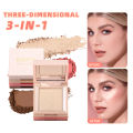 Facial Contouring Highlighter Blush 3 In 1 Makeup Set High Gloss Powder Blusher Repair Pearlescent Matte Eye Shadow Palette. 