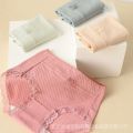 Crotch Cotton plus Size Triangle Comfort Shorts Elastic Mid-Waist Cotton Bottom Lace Edge Women's Underwear Adult. 