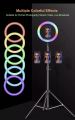26CM RGB Ring Light With Holder + 7 ft Stand - RGB LED Soft Ring LIght 16 Spectrum 26 cm /10 inches With 7.5ft Metal Tripod Stand And Mobile Phone Holder - 10inch/10" MJ26 Multicolor Ringlight. 