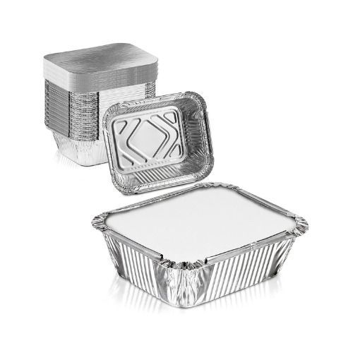 250ml Aluminium Silver Foil Container, Food Container, Food Box, Lunch Box of 250ml, Food Storage Disposable Containers with Lid Pack of 25Pcs / 50pcs