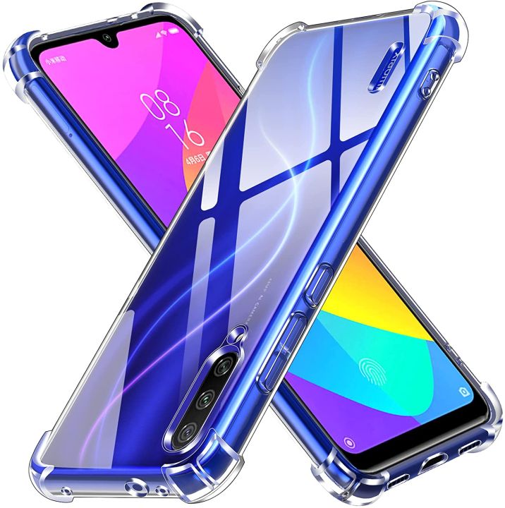 For Xiaomi Mi A3 Back Cover Shockproof Transparent Soft TPU Silicone Protector Phone Case with Shock Absorption Bumper Corners