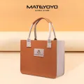 MATEYOYO Felt Bag Color Blocked Felt Tote Bag Felt Bag Thickened High-Capacity Shopping Handbag Daily Commuting Bakery Coffee Shop Shoulder Bag Simple And Fashionable Office Handbag. 