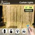 Auoyo Curtain Lights 300 LED Curtain Fairy String Lights with Remote USB Plug in Copper Wire Lights for Bedroom Wedding Party Home Garden Indoor Wall Christmas Decorations. 