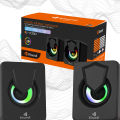 Kisonli L1030 Stereo 2.0 USB Powered Gaming Speaker | 3.5 mm Aux-in | Volume Control | RGB LED Lights | 2X3W | for PC, Laptop, Tablet. 