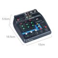 Portable 4-Channel BT Sound Mixing Console Digital Audio Mixer Built-in Reverb Effects for Recording DJ Network Live Broadcast. 