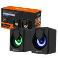 Kisonli L1030 Stereo 2.0 USB Powered Gaming Speaker | 3.5 mm Aux-in | Volume Control | RGB LED Lights | 2X3W | for PC, Laptop, Tablet. 