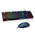 T-Wolf TF-200 USB Wired Gaming Keyboard & Mouse Standard 104 Keys Ergonomic Multimedia Keyboard Rainbow LED Backlight RGB for PC Computer Desktop Laptop Keyboard and Mouse Combo TF200. 