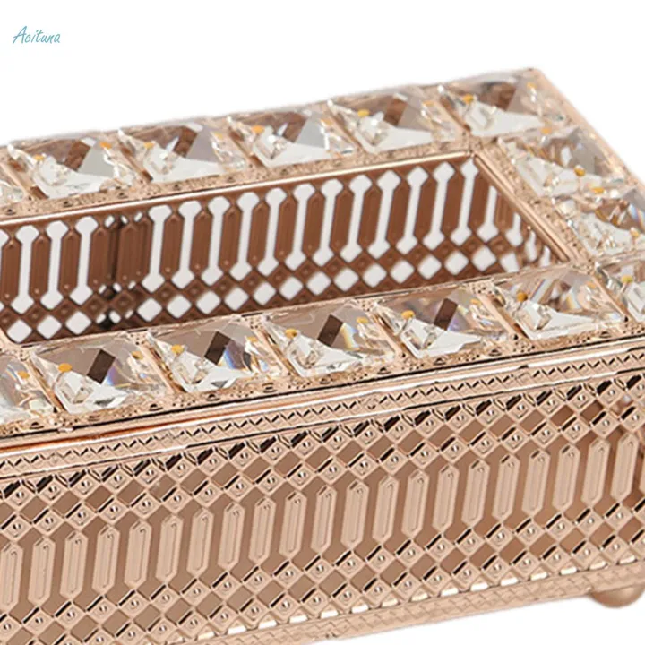 Crystal%20Tissue%20Box%20Cover%20Decorative%20Paper%20Box%20for%20Bedroom%20Dresser%20Dining%20Golden%20-%20Image%209