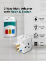 3 Way Adapter Multi Switch Socket Adaptor With LED Indicator 3 Switches Neon Light. 