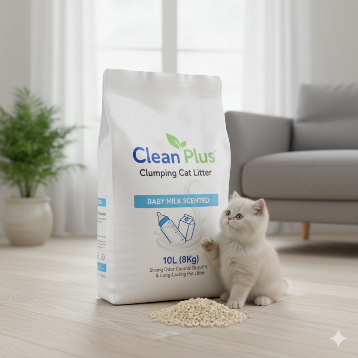 Clean Plus Baby Milk Scented Clumping Cat Litter – 10L (8Kg) | Premium ...