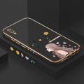 Hontinga for Vivo Y93 Y91C Back Cover Luxury 6D Plating Sunshine Girl Side Pattern Case Soft Silicone Square Phone Cases. 