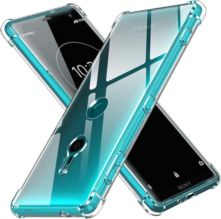 For Sony Xperia XZ3 Back Cover Shockproof Transparent Soft TPU Silicone Protector Phone Case with Shock Absorption Bumper Corners