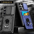 Lereach Case for Samsung Galaxy S22 Ultra Phone Case Camera Armor Protection TPU + PC Ring Light With Card Slot Stand and Phone Holder Shockproof Back Cover. 