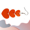 Women 3 Layers Love Heart Dangle Faux Leather Hook Earrings Valentine Day Gift. 