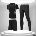 Clothing suit running training men's tight shorts short-sleeved black sports suit men's sports training men's clothes quick-drying tops. 
