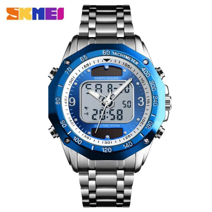 SKMEI%20Fashion%20Mens%20Watch%20Stainless%20Steel%20Solar%20Watches%20,%20Chrono%201493%20Dual%20Display%20Waterproof%20Business%20Wristwatch%20-%20Image%202