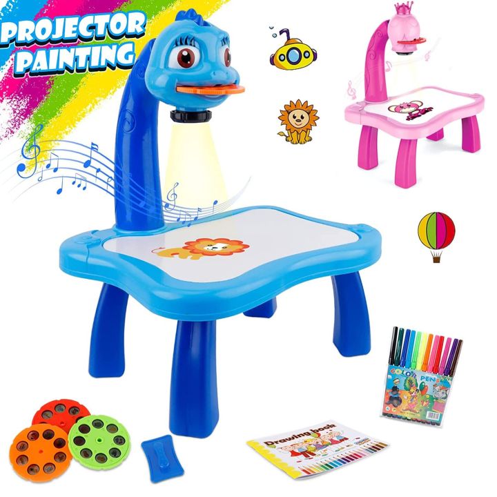 Children Led Projector Art Drawing Table Toys Kids Painting Board Desk Arts and Crafts Projection Educational Learning