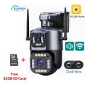 Security Camera Outdoor,10X Optical Hybrid Zoom/3 Lens Surveillance Camera Support Color Night Vision,Human Detection,Auto-Tracking,2-Way SD Card/Cloud Storage With Free 32GB SD Card. 