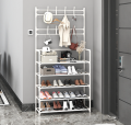 5 Layer Simple Floor Shoe Rack With Cloth Hanger. 