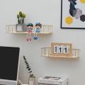 GOLD RECTANGLE SHAPE WALL SHELF SMALL - Wall Mounted Floating Display Organizer with Golden Tone Metal Wire Frame Hanging Bookshelf Metal Aesthetic Wall Decoration for Walls,Bathroom Bedroom Living Room Kitchen. 